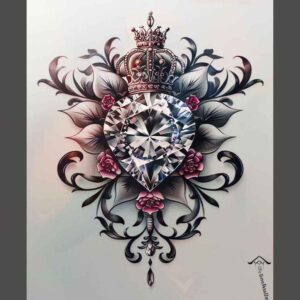 crowns-and-diamonds tattoo design ideas refined precious stone motifs for upper shoulder