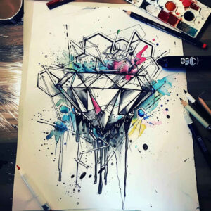 crowns-and-diamonds tattoo design ideas sparse precious stone motifs resilience and power