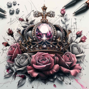 crowns-and-diamonds tattoo design ideas simple form precious stone motifs symbolising resilience