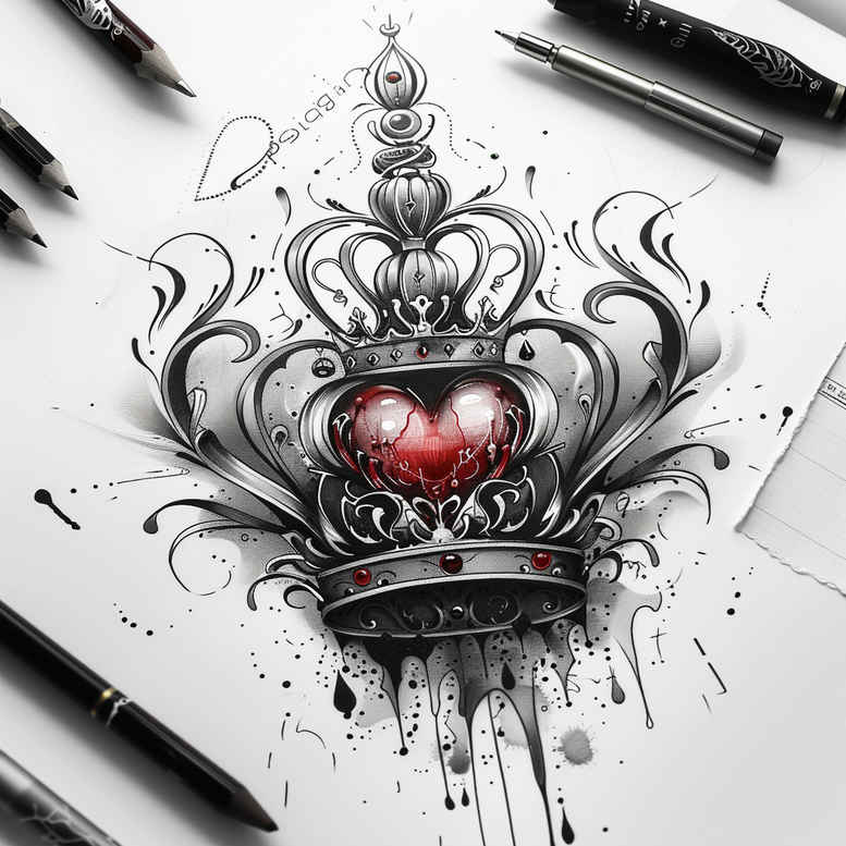 crowns-and-diamonds tattoo design ideas discreet regal for elbow