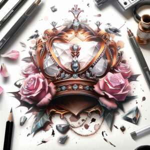 crowns-and-diamonds tattoo design ideas iconic regal for thigh