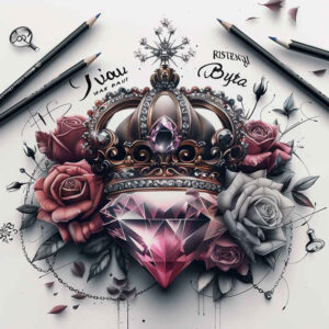 crowns-and-diamonds tattoo design ideas modest regal for toe