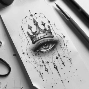 crowns-and-diamonds tattoo design ideas fine dot regal for upper thigh
