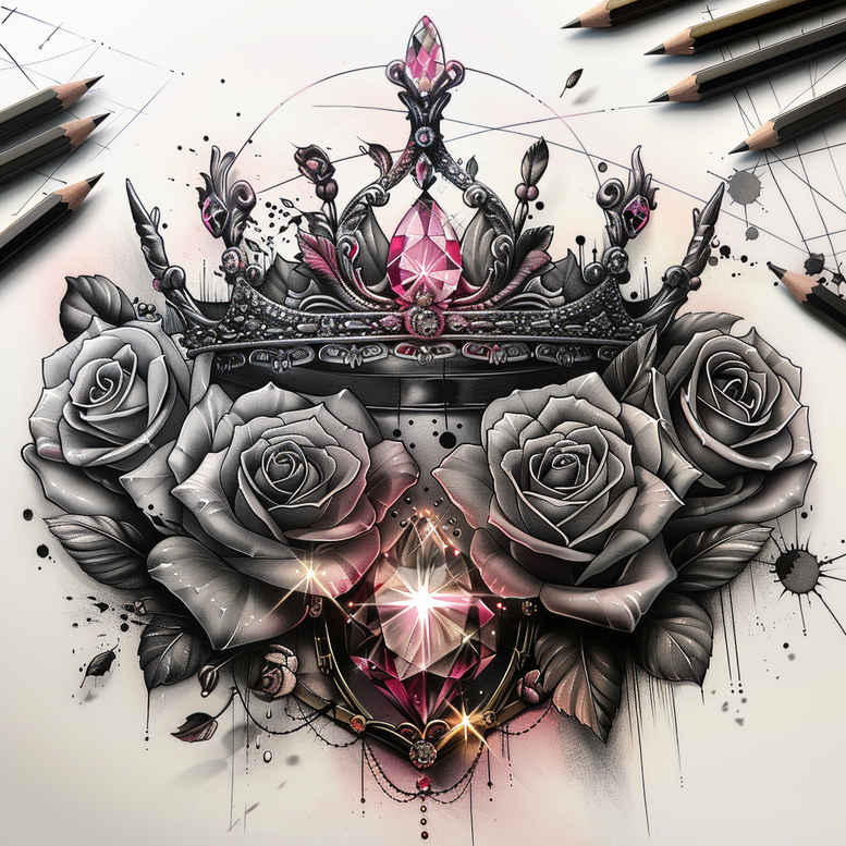 crowns-and-diamonds tattoo design ideas empty space royal emblem symbol of strength