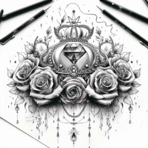 crowns-and-diamonds tattoo design ideas basic royal for chest