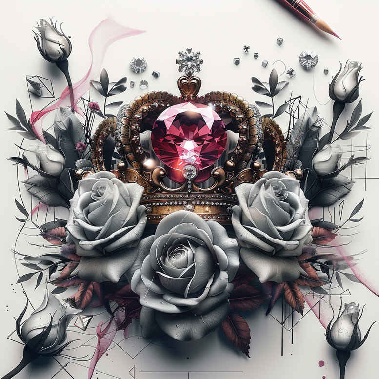 crowns-and-diamonds tattoo design ideas clean lines royal for scapula