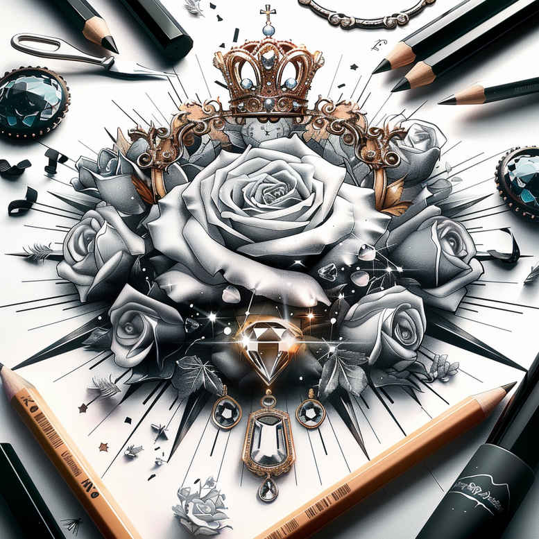 crowns-and-diamonds tattoo design ideas precise royal for shoulder