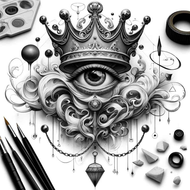 crowns-and-diamonds tattoo design ideas small detail royal for temple