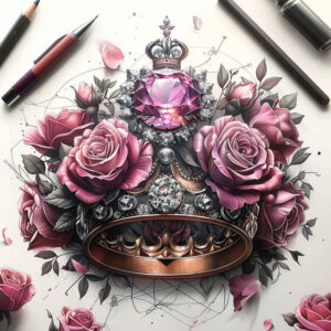crowns-and-diamonds tattoo design ideas micro tattoo royal insignia for knee