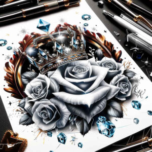 crowns-and-diamonds tattoo design ideas quiet royal insignia for lower back