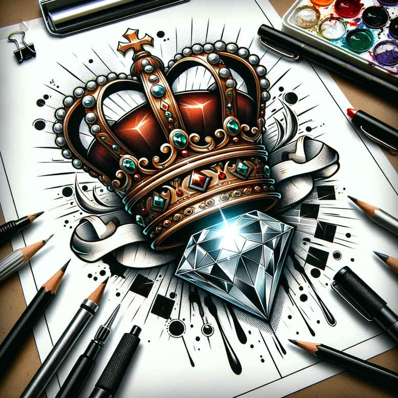 crowns-and-diamonds tattoo design ideas plain royal insignia for palm
