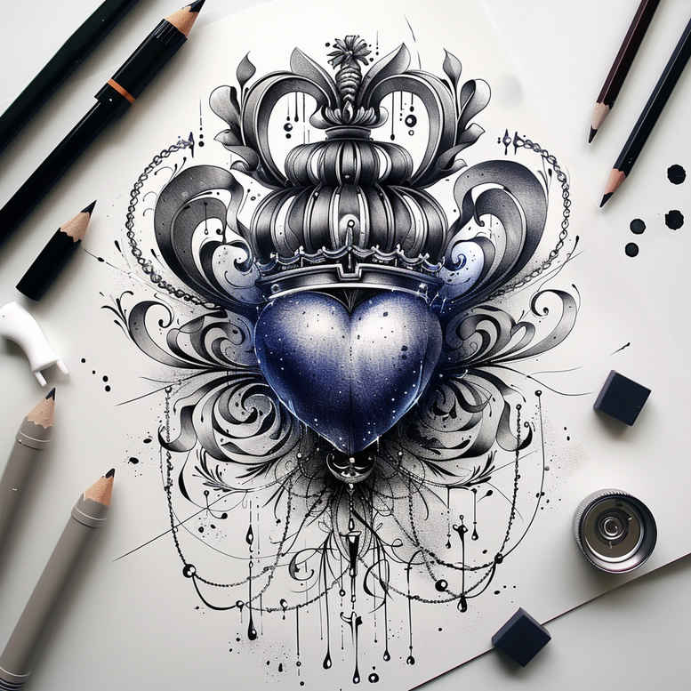 crowns-and-diamonds tattoo design ideas slender royal insignia for scapula