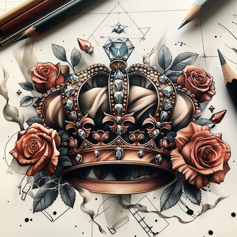 crowns-and-diamonds tattoo design ideas mini ink royal insignia stands for endurance