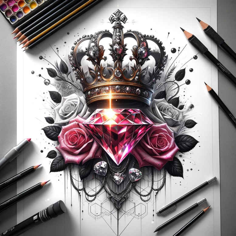 crowns-and-diamonds tattoo design ideas subtle motif royal shows resilience