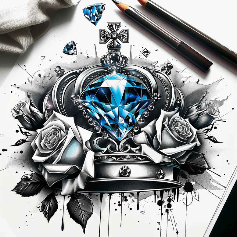 crowns-and-diamonds tattoo design ideas clean shape royal symbol of endurance