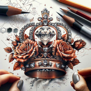 crowns-and-diamonds tattoo design ideas small detail sharp edges perseverance and power