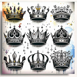 crowns-and-diamonds tattoo design ideas micro design sharp edges represents courage