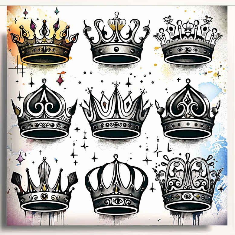 crowns-and-diamonds tattoo design ideas micro design sharp edges represents courage