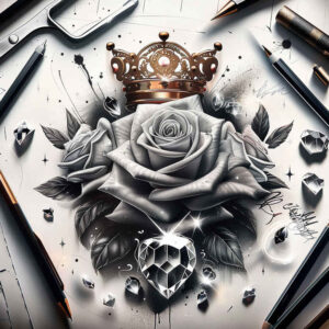 crowns-and-diamonds tattoo design ideas lightweight sharp edges represents endurance
