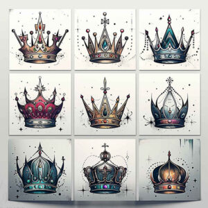 crowns-and-diamonds tattoo design ideas clean stroke sharp edges symbolising perseverance