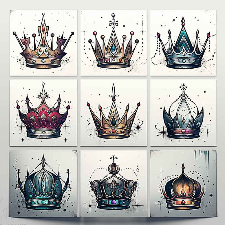 crowns-and-diamonds tattoo design ideas clean stroke sharp edges symbolising perseverance