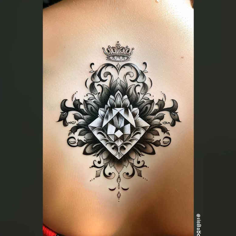 crowns-and-diamonds tattoo design ideas slender sparkling embodying courage