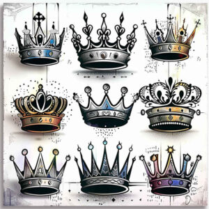 crowns-and-diamonds tattoo design ideas pure outline sparkling for forearm