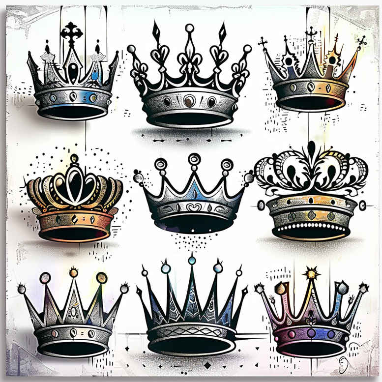 crowns-and-diamonds tattoo design ideas pure outline sparkling for forearm