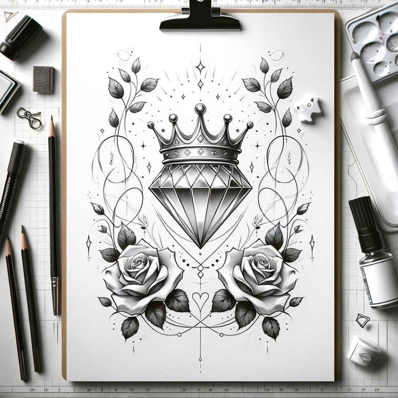 crowns-and-diamonds tattoo design ideas pinprick sparkling symbol of strength