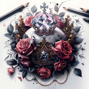crowns-and-diamonds tattoo design ideas no shading symbolic meaning determination and power