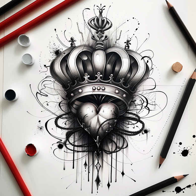crowns-and-diamonds tattoo design ideas pure outline symbolic meaning for shoulder blade