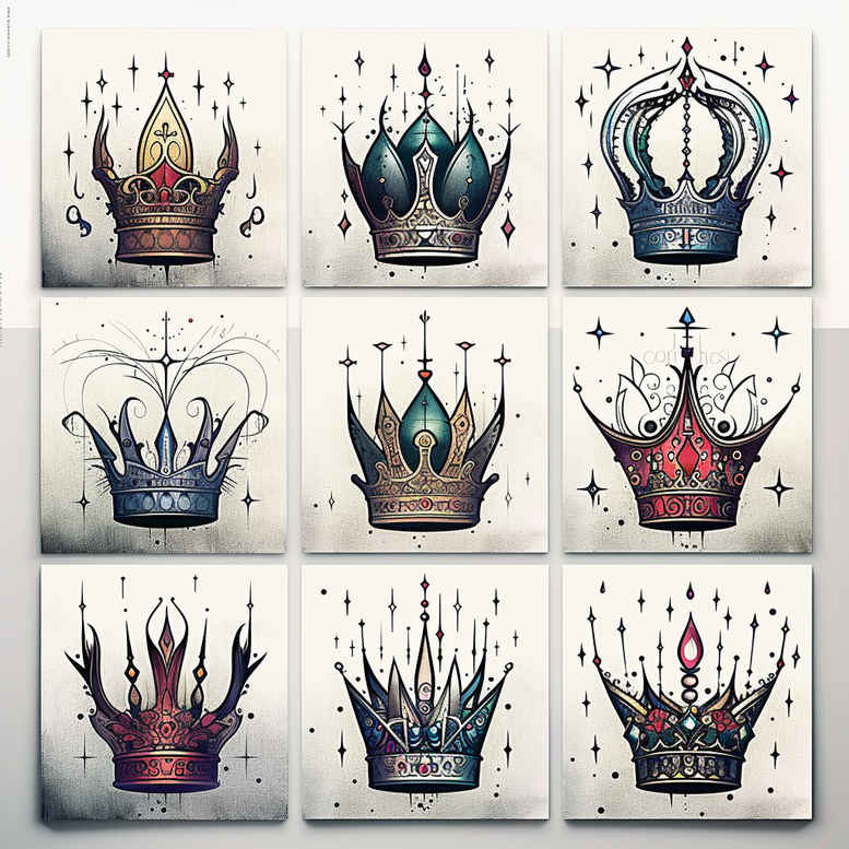 crowns-and-diamonds tattoo design ideas basic symbolic power for ankle