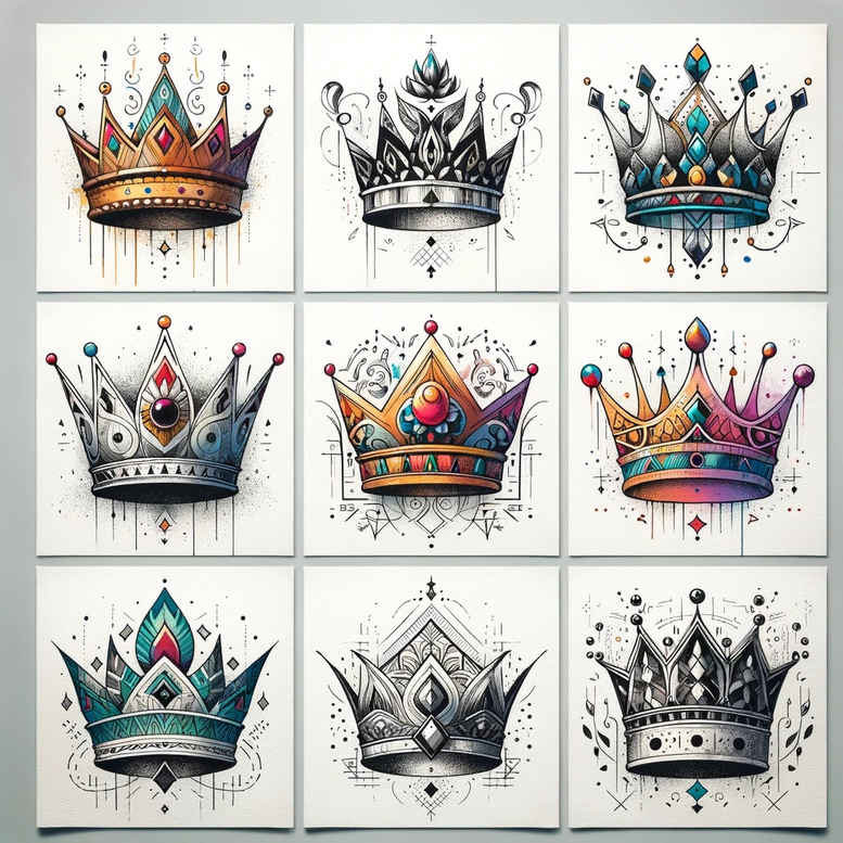 crowns-and-diamonds tattoo design ideas delicate symbolic power for inner arm