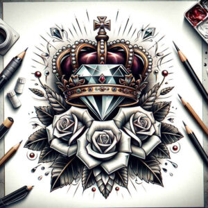 crowns-and-diamonds tattoo design ideas plain symbolic power for neck