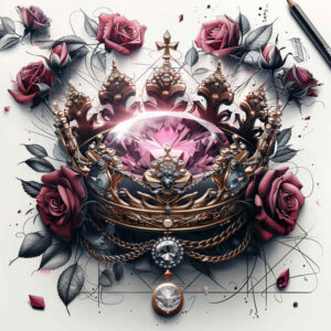 crowns-and-diamonds tattoo design ideas punctual symmetrical for outer arm
