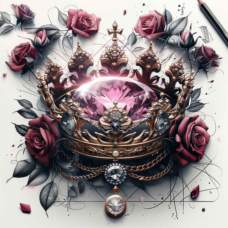 crowns-and-diamonds tattoo design ideas punctual symmetrical for outer arm