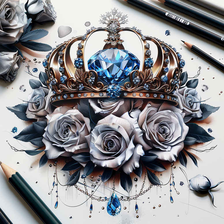 crowns-and-diamonds tattoo design ideas bare symmetrical for ribs