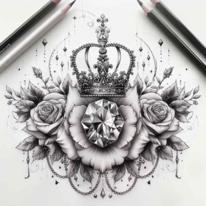 crowns-and-diamonds tattoo design ideas no excess symmetrical for toe