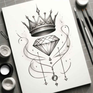 crowns-and-diamonds tattoo design ideas plain vintage style embodying determination
