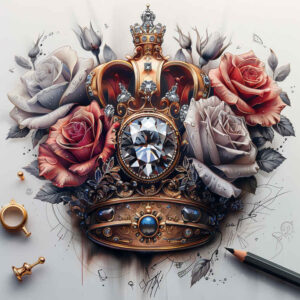 crowns-and-diamonds tattoo design ideas micro design vintage style symbol of strength