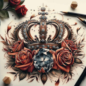 crowns-and-diamonds tattoo design ideas slender wealth for back shoulder