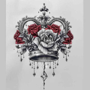 crowns-and-diamonds tattoo design ideas single color wealth for upper thigh