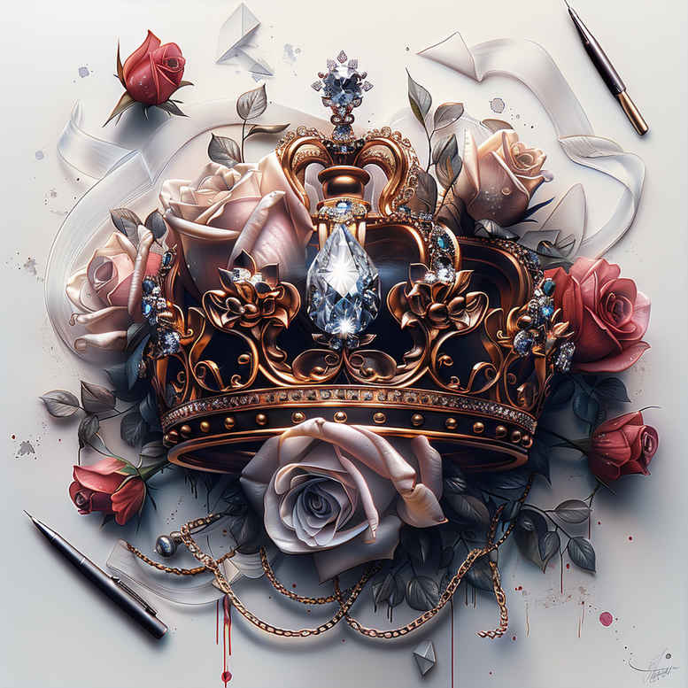 crowns-and-diamonds tattoo design ideas few strokes wealth represents perseverance