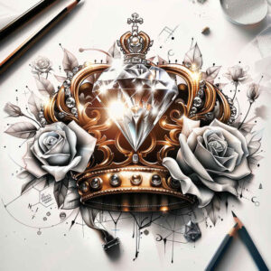 crowns-and-diamonds tattoo design ideas plain tattoo wealth shows perseverance