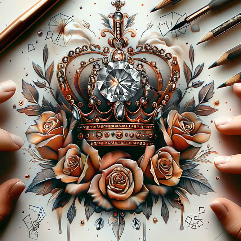 crowns-and-diamonds tattoo design ideas plain tattoo wealth stands for determination