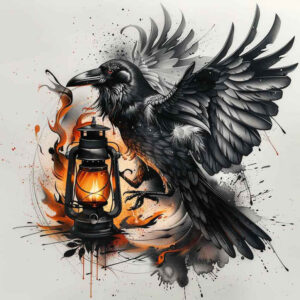 raven-symbol-true-rendering-for-lower-thigh – tattoo design ideas free ai generated – Gallery: crows-and-ravens-inkby-ai