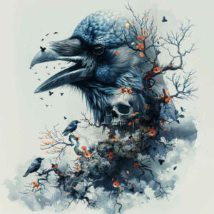 crow-magic-depth-realism-for-spine – tattoo design ideas free ai generated – Gallery: crows-and-ravens-inkby-ai