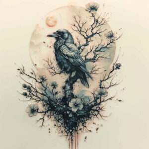 crow-design-refined-contrast-for-lower-back – tattoo design ideas free ai generated – Gallery: crows-and-ravens-inkby-ai
