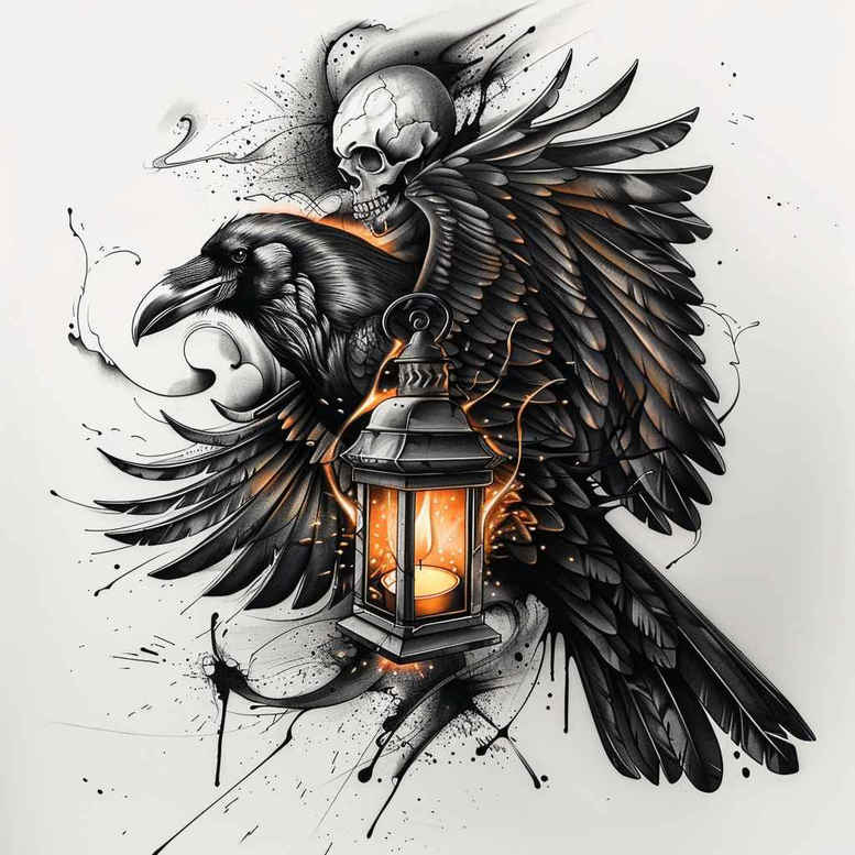 raven-guardian-true-to-life-for-upper-arm – tattoo design ideas free ai generated – Gallery: crows-and-ravens-inkby-ai