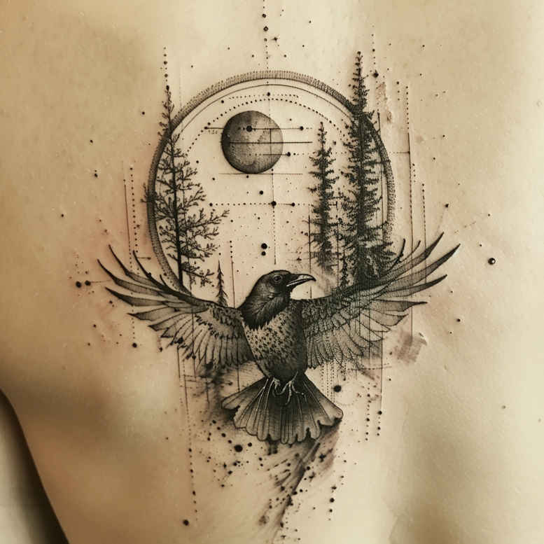 raven-shadow-ink-precision-for-neck – tattoo design ideas free ai generated – Gallery: crows-and-ravens-inkby-ai
